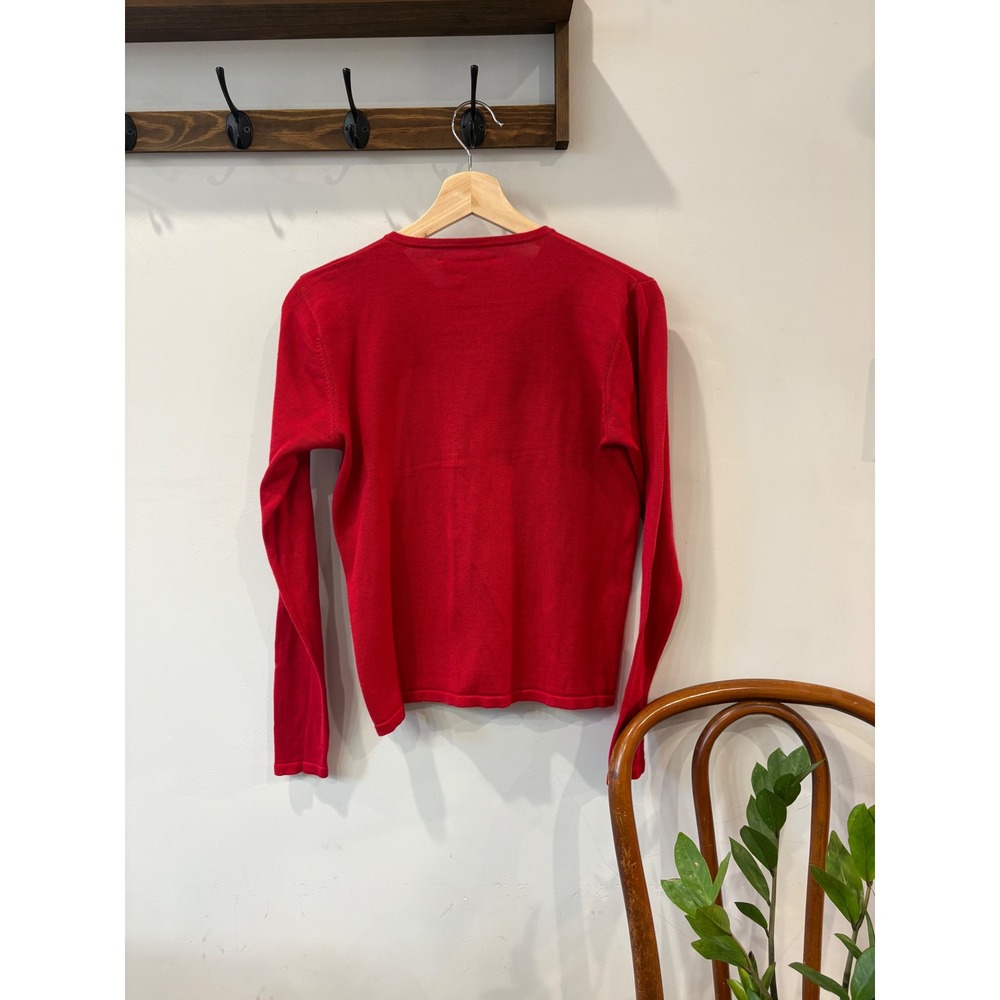 Silk Club Collection Red Silk Cotton Blend Button Front Cardigan - Picture 6 of 6